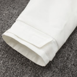 24-25 Cruzeiro White Hooded Windbreaker Fabric Cotton Coat #G213