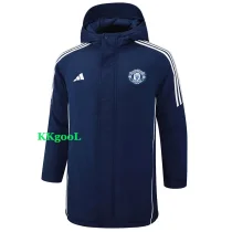 24-25 Man Utd Royal Blue Hooded Windbreaker Fabric Cotton Coat #G220