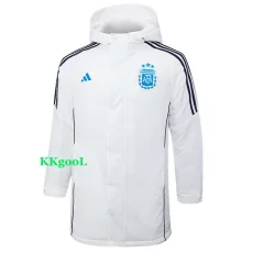 24-25 Argentina White Hooded Windbreaker Fabric Cotton Coat #G182(蓝标)