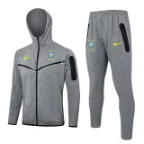 24-25 Brazil Grey Hoodie Jacket Tracksuit #F573