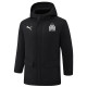 24-25 Marseille Black Hooded Windbreaker Fabric Cotton Coat #G249(白标)