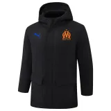 24-25 Marseille Black Hooded Windbreaker Fabric Cotton Coat #G248(橙标)