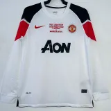 2010-2011 Man Utd Away White Long sleeve Retro soccer jersey (长袖)决赛字