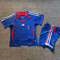 2006 France Home Kids Retro Soccer Jersey