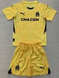 24-25 Marseille Yellow GoalKeeper Kids Soccer Jersey