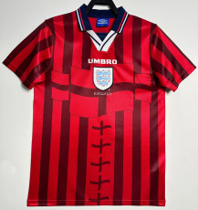 1998 England Away Red  Retro Soccer Jersey