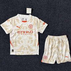 24-25 Man City Yellow GoalKeeper Kids Soccer Jersey