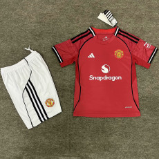 25-26 Man Utd Home Kids Soccer Jersey