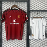 25-26 Man Utd Home Kids Soccer Jersey