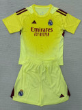 25-26 RMA Light Yellow GoalKeeper Kids Soccer Jersey