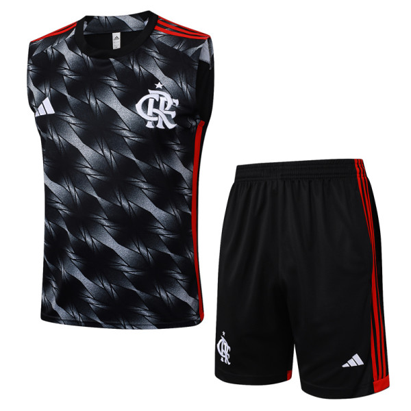 25-26 Flamengo Black Tank top and shorts suit #D2530