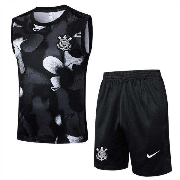 25-26 Corinthians Black Tank top and shorts suit #D2523