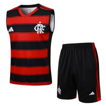 25-26 Flamengo Red Black Tank top and shorts suit #D2543