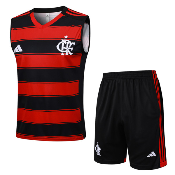 25-26 Flamengo Red Black Tank top and shorts suit #D2543