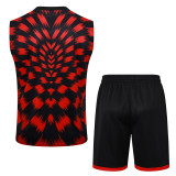 25-26 Flamengo Red Black Tank top and shorts suit #D2539