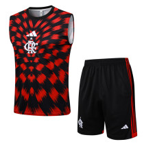 25-26 Flamengo Red Black Tank top and shorts suit #D2539