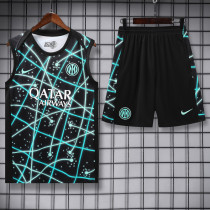 25-26 INT Black blue Tank top and shorts suit