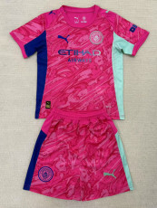 25-26 Man City Pink Goalkeeper Kids Soccer Jersey