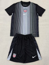 25-26 USA  Black Goalkeeper Kids Soccer Jersey