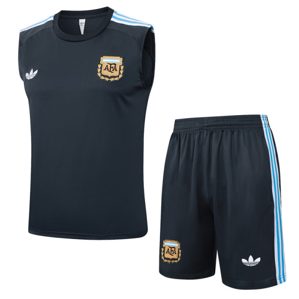 25-26 Argentina Dark gray Tank top and shorts suit #D2584