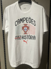 2025 Portugal White Champions High Quality Casual T-Shirt 白圆领