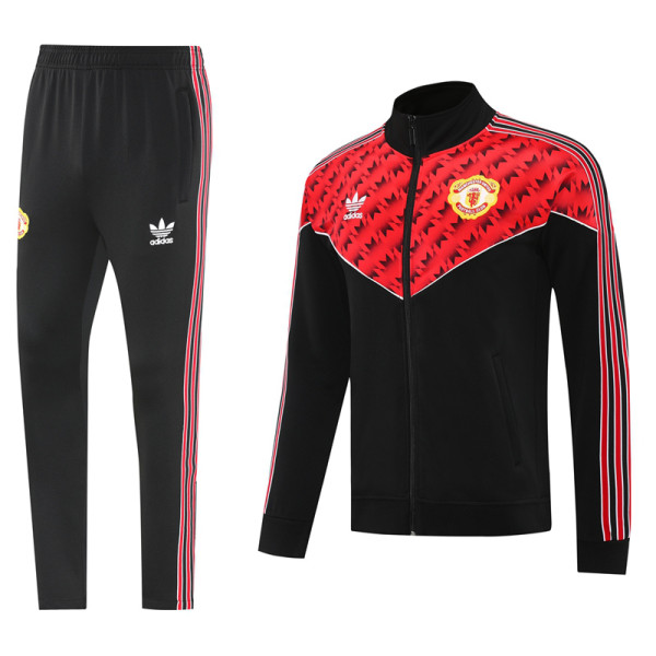 25-26 Man Utd Black Red Jacket Tracksuit #05