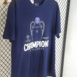 2025 PSG Royal blue CHAMPIONS High Quality Casual T-Shirt 宝蓝大杯白字
