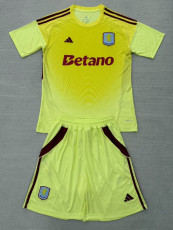 25-26 Aston Villa Yellow Goalkeeper Kids Soccer Jersey