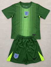 25-26 England Green Goalkeeper Kids Soccer Jersey