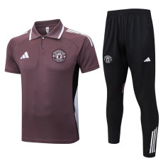 25-26 Man Utd Grey purple Short shirts and Long trousers Suit #C2537