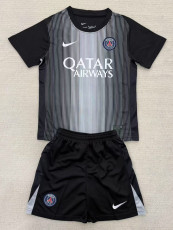 25-26 PSG Black GoalKeeper Kids Soccer Jersey