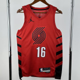 22-23 TRAIL BLAZERS YANG #16 Red Top Quality Hot Pressing NBA Jersey (Trapeze Edition)飞人版