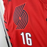22-23 TRAIL BLAZERS YANG #16 Red Top Quality Hot Pressing NBA Jersey (Trapeze Edition)飞人版
