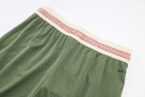A2503 AJ Pink green Casual Short Pants #粉绿色