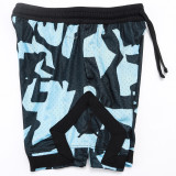 C2501 AJ Black blue Casual Short Pants #破冰斑蓝