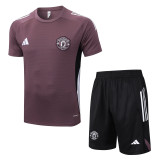 25-26 Man Utd Grey purple Training Short Suit #D25126