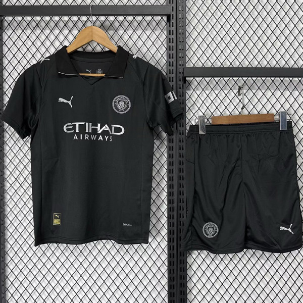 25-26 Man City Away Black Kids Soccer Jersey