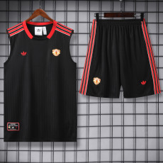 25-26 Man Utd Black Tank top and shorts suit