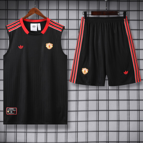 25-26 Man Utd Black Tank top and shorts suit