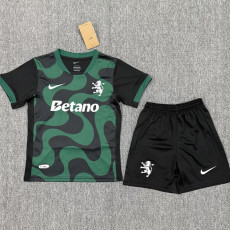 25-26 Sporting Lisbon Black Green Kids Soccer Jersey