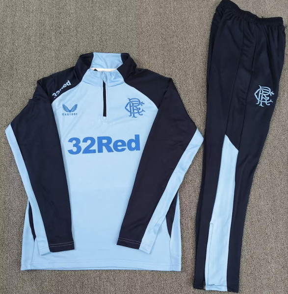 25-26 Rangers Blue Half Pull Tracksuit (Pants Have Pocket)(半拉链)