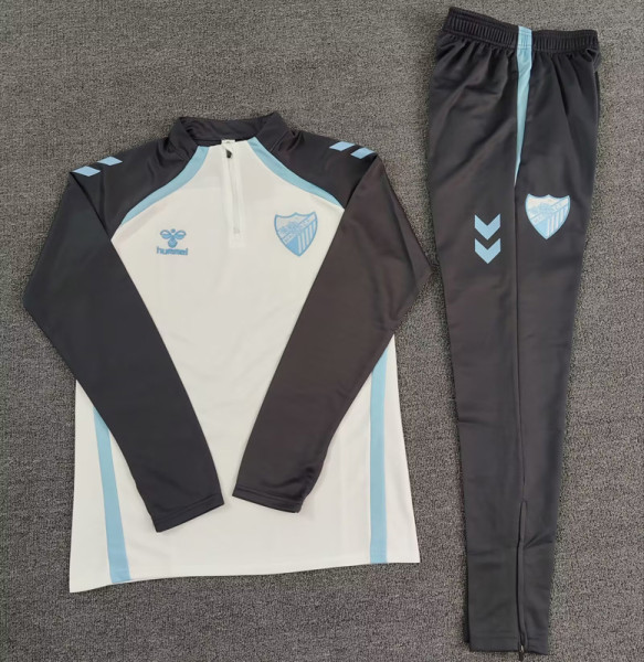 25-26 Malaga White Half Pull Tracksuit (Pants Have Pocket)(半拉链)