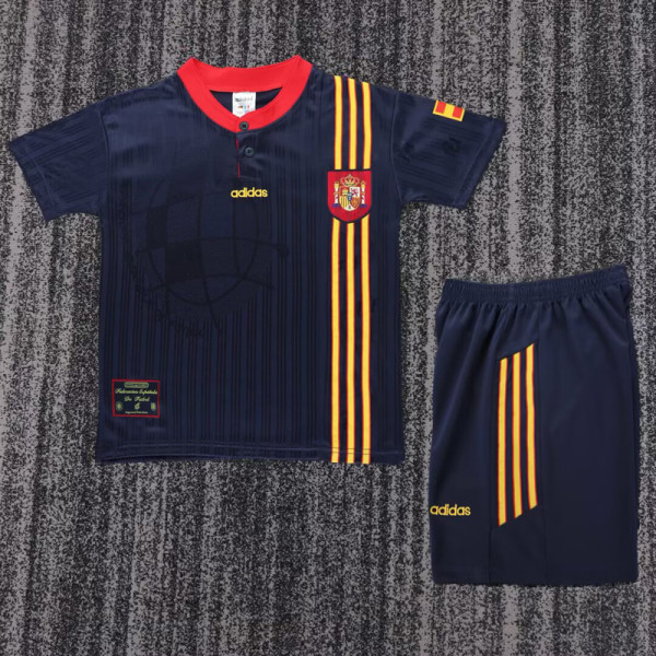 1996 Spain Away Kids Retro Soccer Jersey