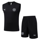 25-26 Man City Black Tank top and shorts suit #D25229