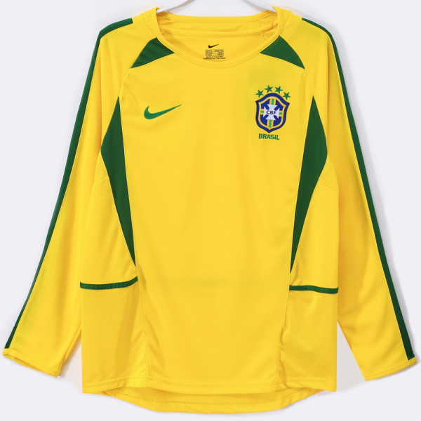 2002 Brazil Home Long Sleeve Retro Soccer Jersey (长袖)