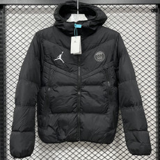 25-26 CV003 PSG Jordan Black Hooded Cotton Coat #棉衣