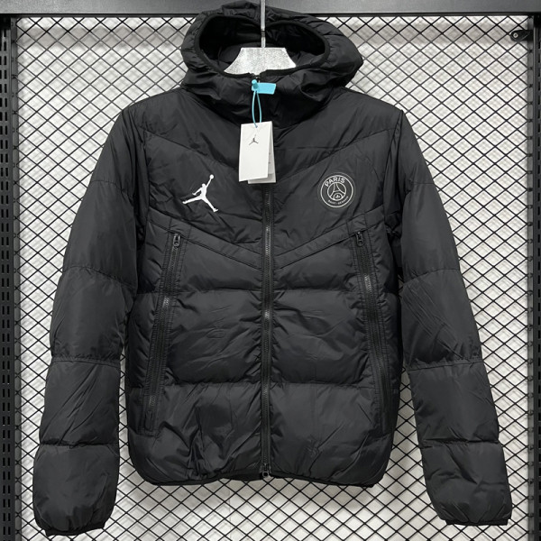 25-26 CV003 PSG Jordan Black Hooded Cotton Coat #棉衣