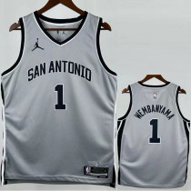 25-26 SA Spurs WEMBANYAMA #1 Grey Top Quality Hot Pressing NBA Jersey
