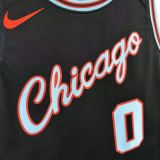 25-26 BULLS WHITE #0 Black City Edition Top Quality Hot Pressing NBA Jersey