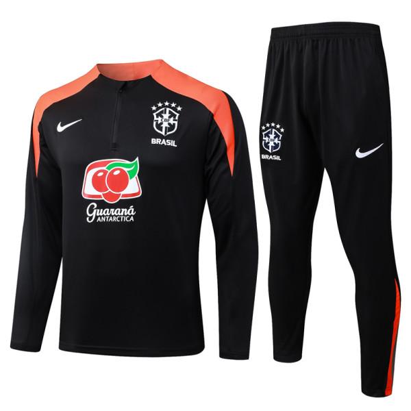 25-26 Brazil Black Half Pull Tracksuit #B25131(半拉链)